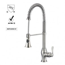 Ollieroo Faucet 22" Lead-free Brass Spiral Spring Single Handle Kitchen Sink Faucets With Pull Down Sprayer Brushed Nickel - B01KC2GYBE